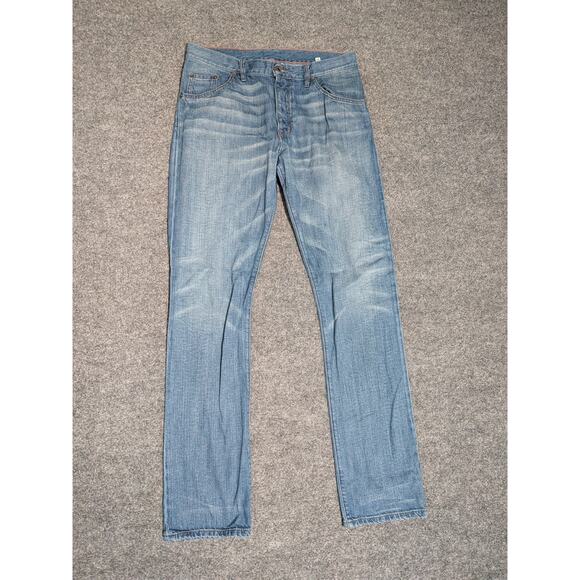 Raleigh Jones Jeans Mens Size 33x34 Button Fly Denim Straight Leg - Picture 1 of 10